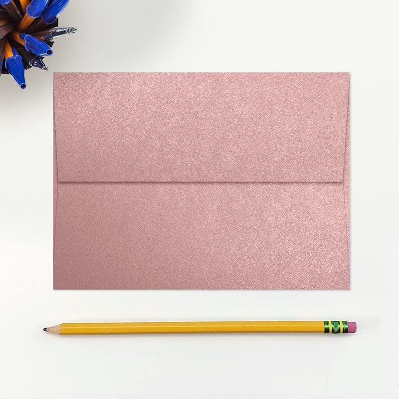 LUXPaper A7 Invitation Envelopes | Peel & Press | 5 1/4" x 7 1/4" | Misty Rose Metallic - Sirio Pearl | 84lb. Text | 50 Qty - Image 4
